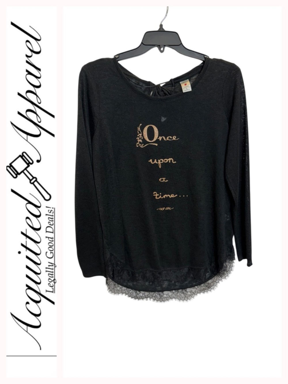 Disney by Lauren Conrad 'Once Upon a Time....' Black Lace-Hem Sheer Top